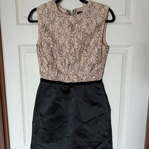 Barneys New York Blush Lace Bodice with Black Satin Skirt Mini Dress